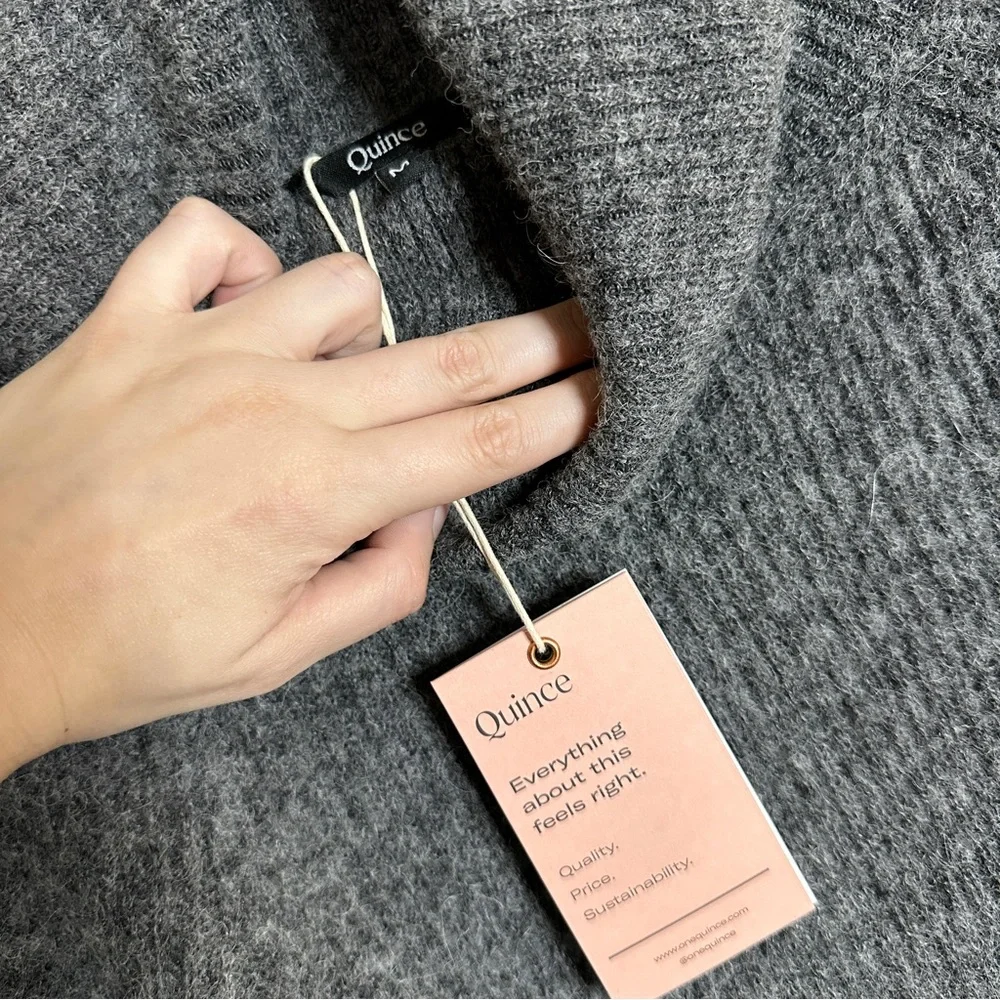 QUINCE gray wool alpaca chunky knit turtleneck sweater NEW SIZE MEDIUM - Picture 4 of 5